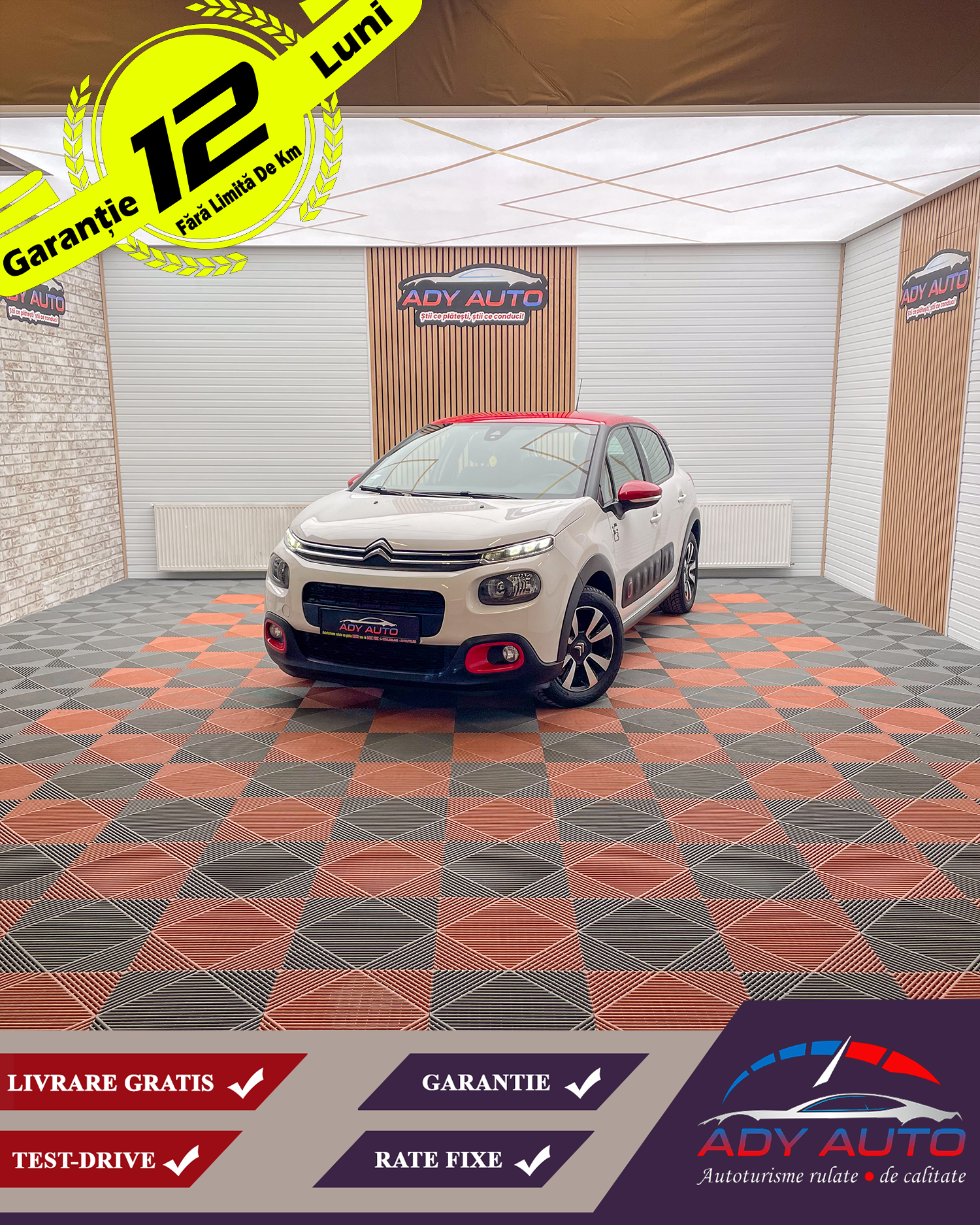 CITROEN C3 . 1,2 Benzina . An 2018 . Km 120 345 . RAR + ITP .Livrare Gratis In Toata Tara . Garantie 12 Luni . Km Certificati . Buy Back ( Schimburi Auto ) 