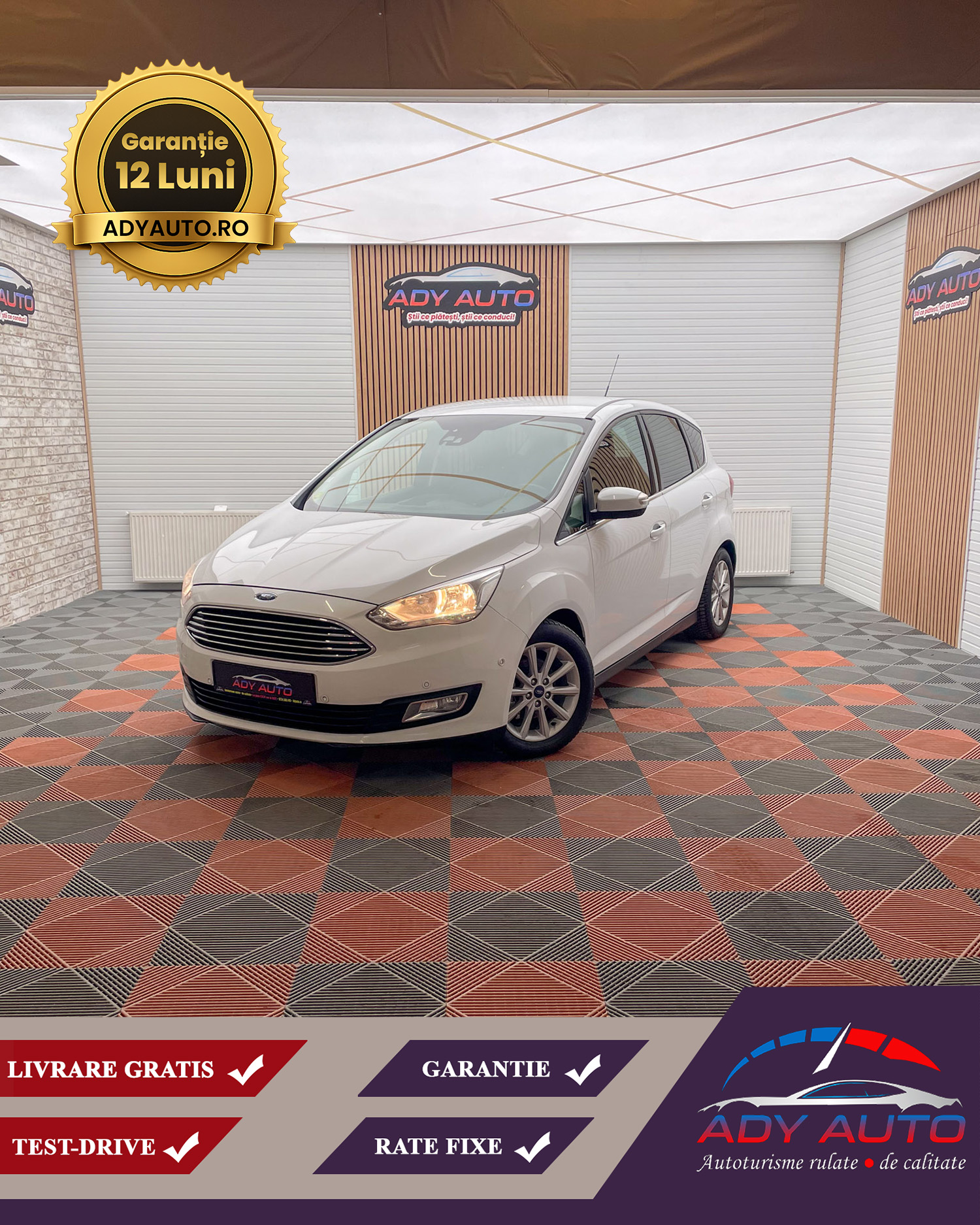 FORD C-MAX , 1.5 DIESEL, 2017, EURO6. RAR + ITP .Livrare Gratis In Toata Tara . Garantie 12 Luni . Km Certificati . Buy Back ( Schimburi Auto ) 