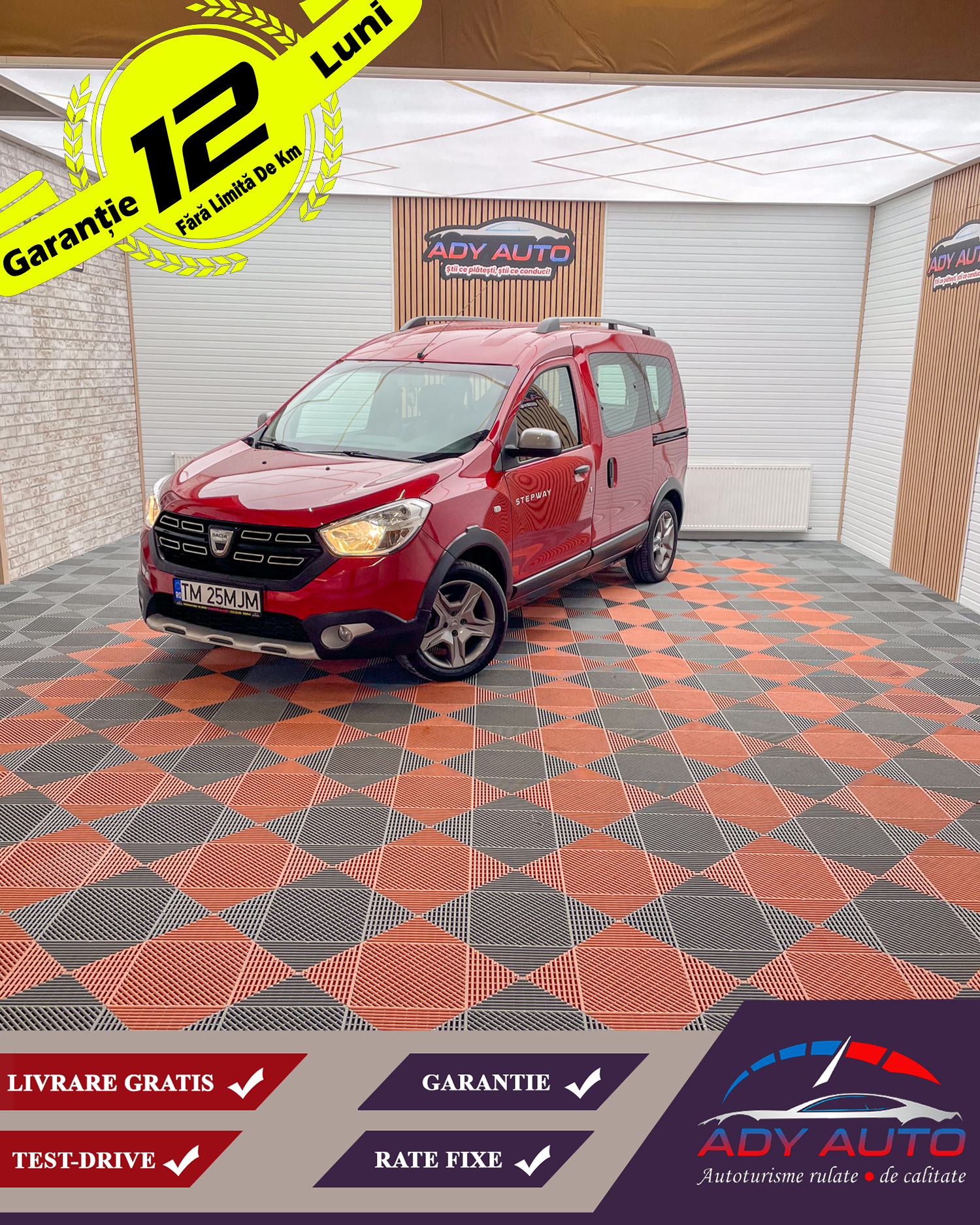 Dacia Dokker STEPWAY ,An 2019 Decembrie , 1.3 Benzina, 131CP, RAR + ITP . Livrare Gratuita In Toata Tara,Garantie 12 Luni, Buy-back