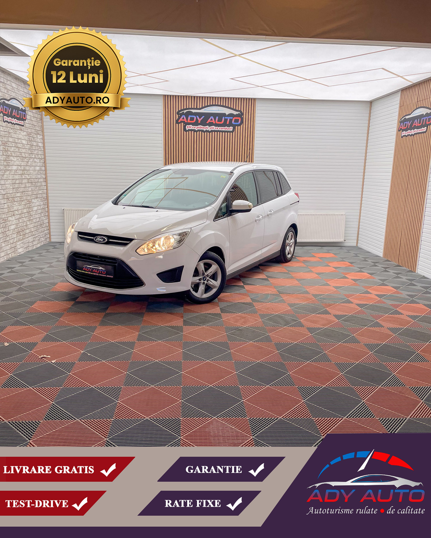 FORD GRAND C-MAX. Benzina. USI CULISANTE .Livrare Gratis 100 KM . RAR + ITP .Garantie 12 Luni . Km Certificati . Buy Back ( Schimburi Auto ) 