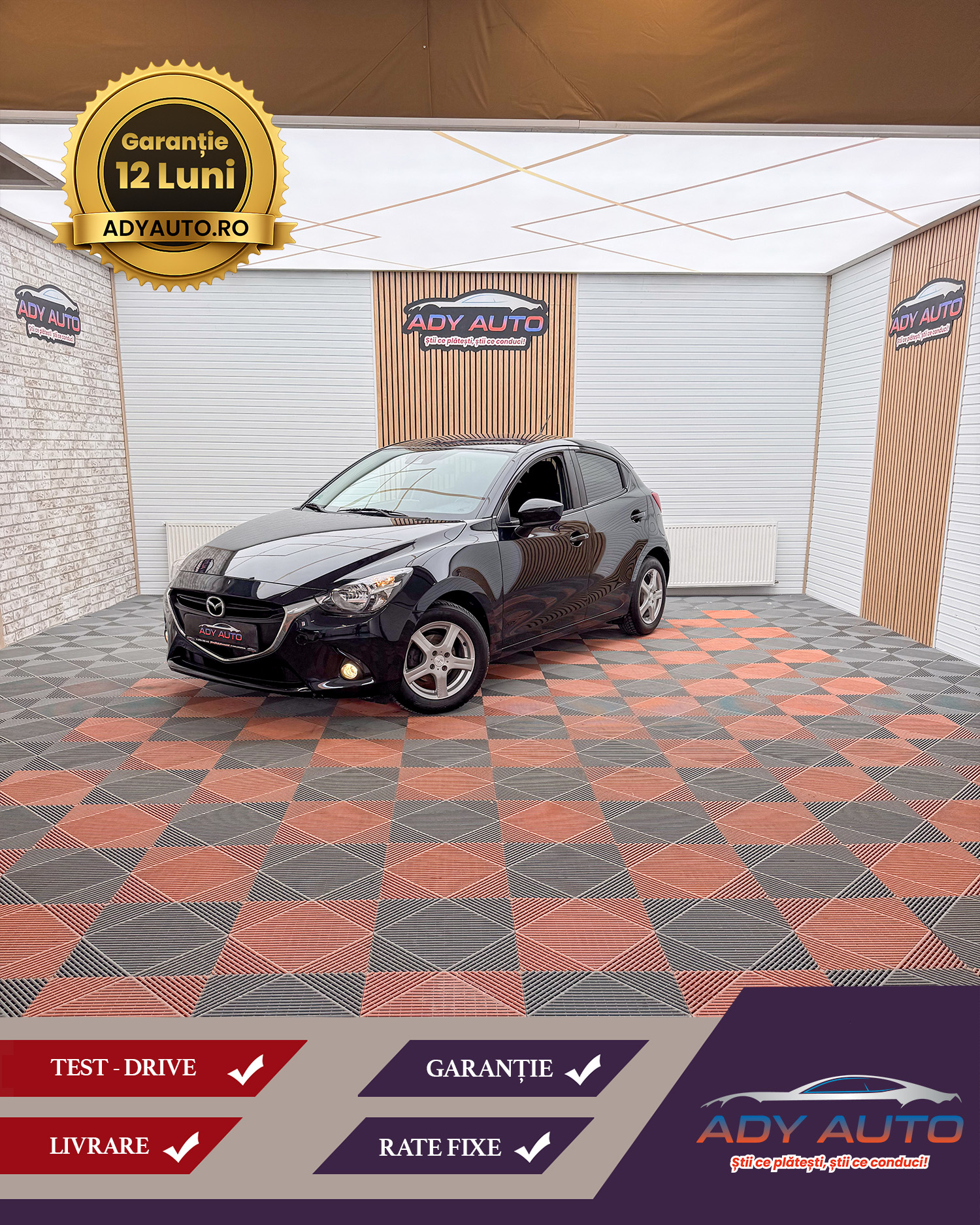 MAZDA 2 . An 2015 Decembrie . 1,5 Benzina . 90 000 Km . RAR+ITP . Garantie 12 Luni .Rate Fixe Fara Avans. Buy-Back .Test-Drive( Nr De Probe) . Livrare In Toata Tara 