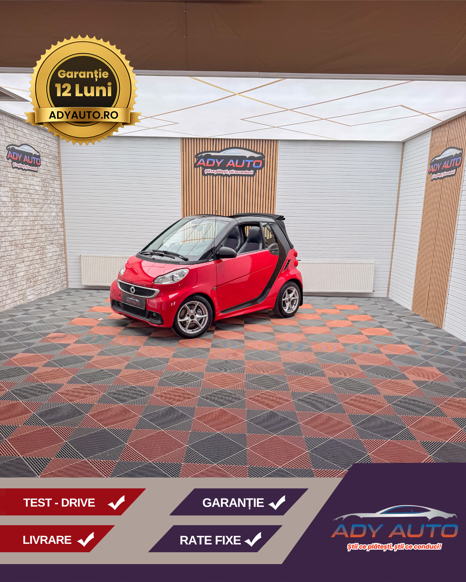 SMART FORTWO CABRIO . RAR+ITP . Garantie 12 Luni .Rate Fixe Fara Avans. Buy-Back .Test-Drive( Nr De Probe) . Livrare In Toata Tara 