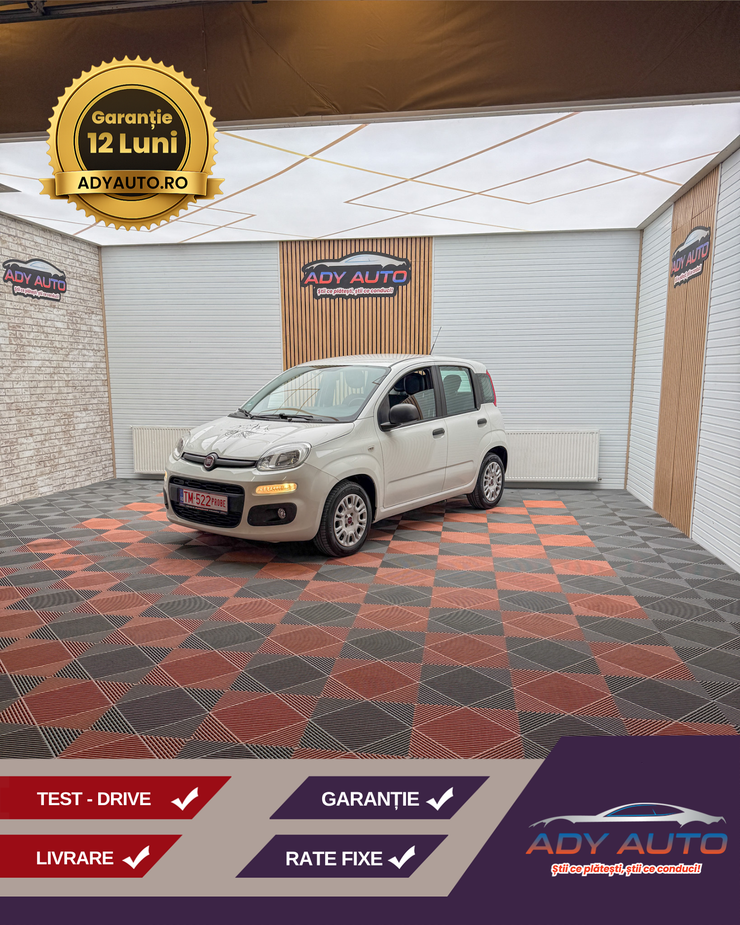 FIAT PANDA 1,2 Benzina . An 2017 / Iunie . Euro 6 .RAR+ITP . Rate Fixe Si Fara Avans . Garantie 12 Luni . Buy-Back . Test-Drive